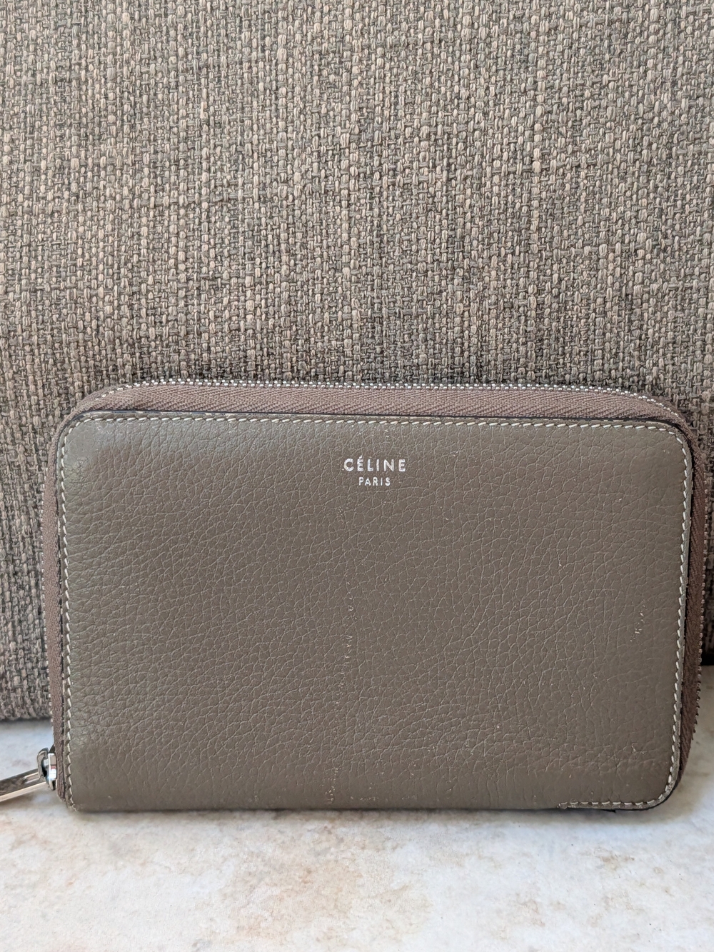 Celine Calfskin Leather Zip Around Multifunction Wallet w COA GUC